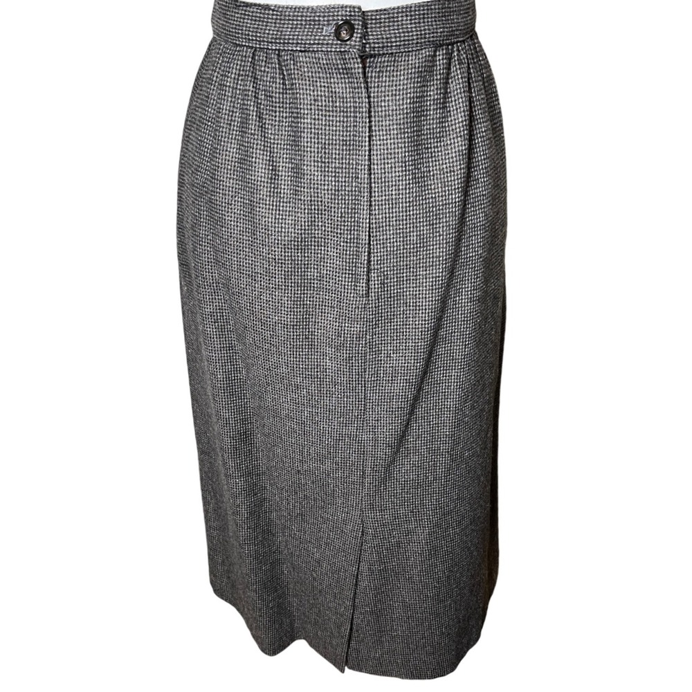 Quiet‎ Luxury Wool Blend Skirt Suit Gray Houndstooth Vintage Step by Step Sz 12 - Picture 4 of 16
